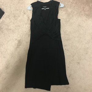 WHBM Black Front Drape Dress